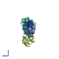 PDB entry 3c3d coloured by chain, side view.