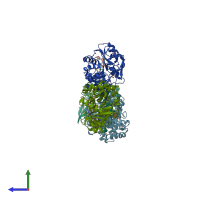 PDB entry 3c3e coloured by chain, side view.