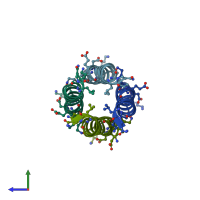 PDB entry 3c3f coloured by chain, side view.