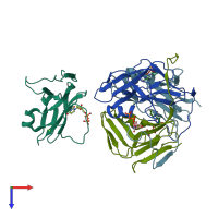 PDB entry 3c3i coloured by chain, top view.