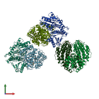 PDB entry 3c3j coloured by chain, front view.
