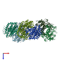 PDB entry 3c3j coloured by chain, top view.