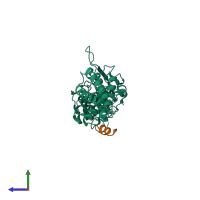 PDB entry 3c3o coloured by chain, side view.