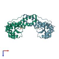 PDB entry 3c3t coloured by chain, top view.