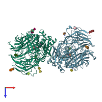 PDB entry 3c43 coloured by chain, top view.