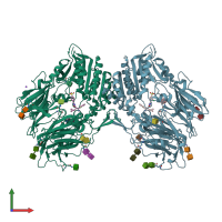 PDB entry 3c45 coloured by chain, front view.