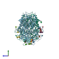 PDB entry 3c45 coloured by chain, side view.