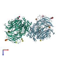 PDB entry 3c45 coloured by chain, top view.