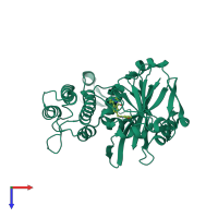 PDB entry 3c49 coloured by chain, top view.