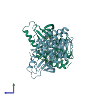 PDB entry 3c4c coloured by chain, side view.