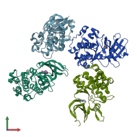 PDB entry 3c4e coloured by chain, front view.