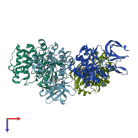 PDB entry 3c4e coloured by chain, top view.