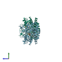 PDB entry 3c4n coloured by chain, side view.