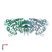 PDB entry 3c4n coloured by chain, top view.