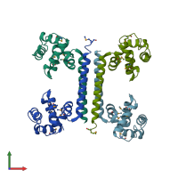 PDB entry 3c4r coloured by chain, front view.