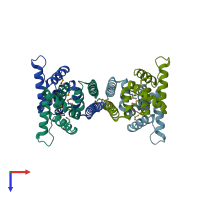 PDB entry 3c4r coloured by chain, top view.