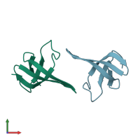 PDB entry 3c4s coloured by chain, front view.