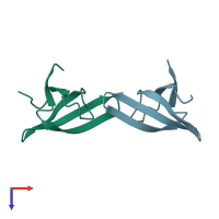 PDB entry 3c4s coloured by chain, top view.