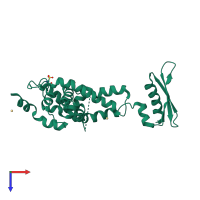 PDB entry 3c4t coloured by chain, top view.