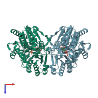 PDB entry 3c4v coloured by chain, top view.