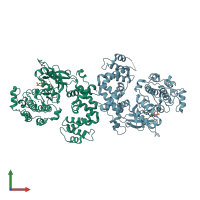 PDB entry 3c4w coloured by chain, front view.