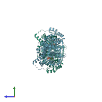 PDB entry 3c4w coloured by chain, side view.
