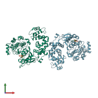 PDB entry 3c4x coloured by chain, front view.