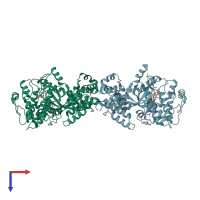 PDB entry 3c4x coloured by chain, top view.