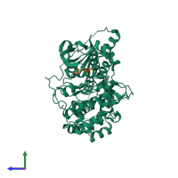 PDB entry 3c4z coloured by chain, side view.