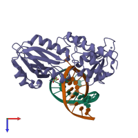 PDB entry 3c58 coloured by chain, top view.