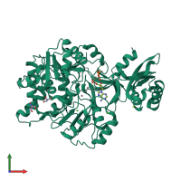 PDB entry 3c5e coloured by chain, front view.