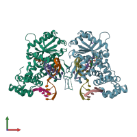 PDB entry 3c5g coloured by chain, front view.