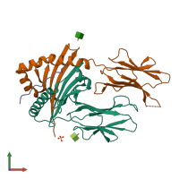 PDB entry 3c5j coloured by chain, front view.