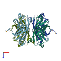 PDB entry 3c5o coloured by chain, top view.
