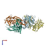 PDB entry 3c5s coloured by chain, top view.