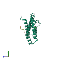 PDB entry 3c64 coloured by chain, side view.