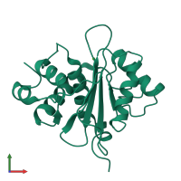 PDB entry 3c6a coloured by chain, front view.
