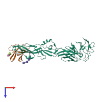 PDB entry 3c6e coloured by chain, top view.