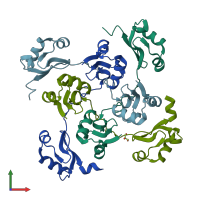 PDB entry 3c6f coloured by chain, front view.