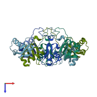PDB entry 3c6f coloured by chain, top view.