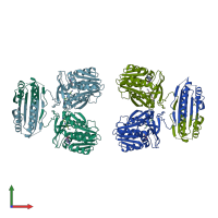 PDB entry 3c6k coloured by chain, front view.