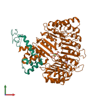 PDB entry 3c6o coloured by chain, front view.