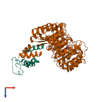 PDB entry 3c6o coloured by chain, top view.