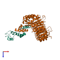 PDB entry 3c6p coloured by chain, top view.