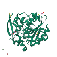 PDB entry 3c6x coloured by chain, front view.