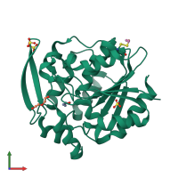 PDB entry 3c6z coloured by chain, front view.