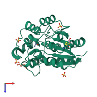 PDB entry 3c6z coloured by chain, top view.