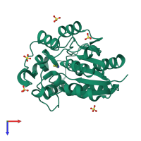 PDB entry 3c70 coloured by chain, top view.