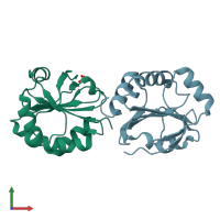 PDB entry 3c73 coloured by chain, front view.