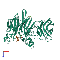 PDB entry 3c7h coloured by chain, top view.